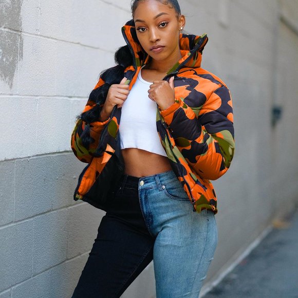 Unisex Camo Print Zipper Winter Parka Down Jack - Picture 3 of 8